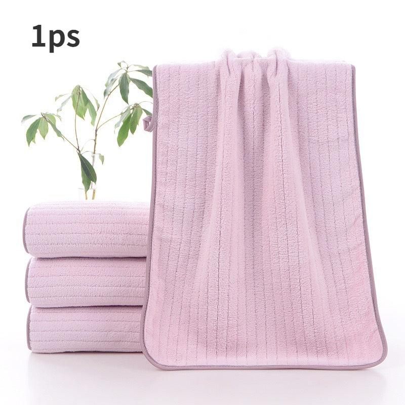 Soft Coral Fleece Striped Hand Towel