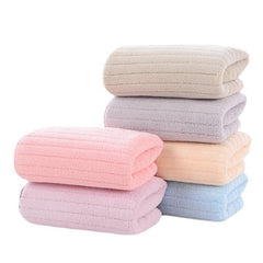 Soft Coral Fleece Striped Hand Towel