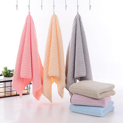 Soft Coral Fleece Striped Hand Towel