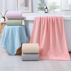 Soft Coral Fleece Striped Hand Towel