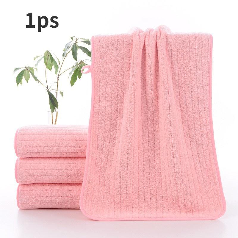 Soft Coral Fleece Striped Hand Towel