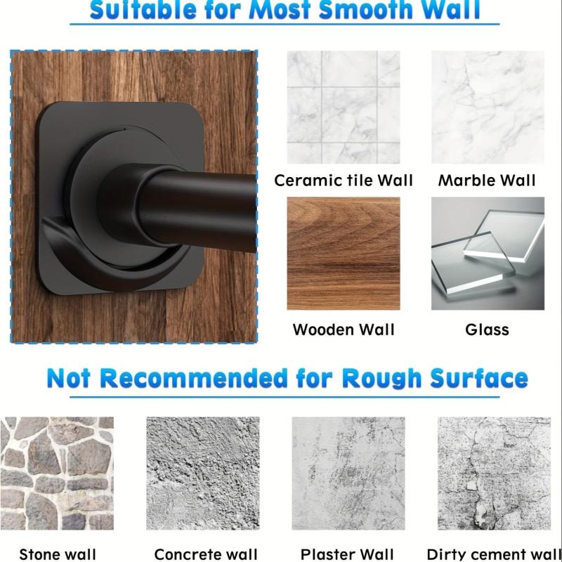 Non Punching Shower Curtain Rod Holder Self Adhesive Mounting Bracket