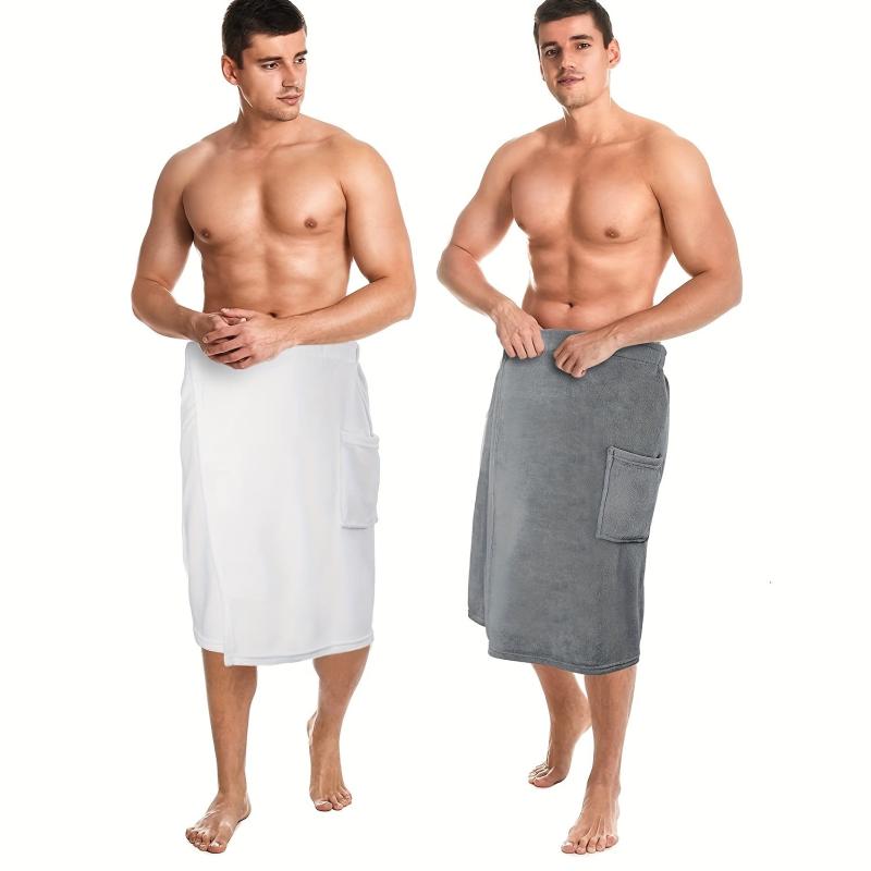 Men's Microfiber Bath Skirt Soft Absorbent Shower Wrap Towel