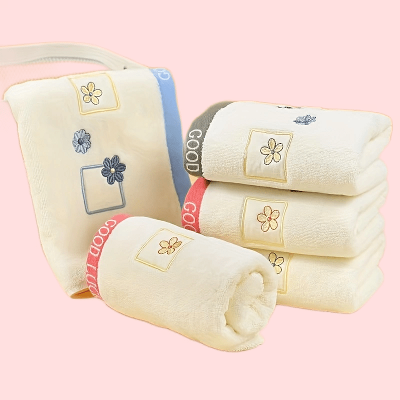 1pc Flower Embroidered Hand Towel Soft Skin-friendly Face Towel