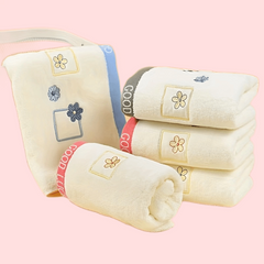 1pc Flower Embroidered Hand Towel Soft Skin-friendly Face Towel