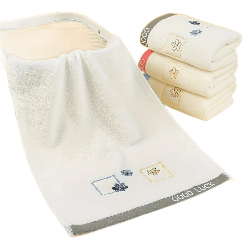1pc Flower Embroidered Hand Towel Soft Skin-friendly Face Towel