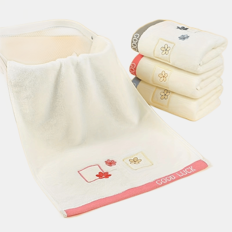 1pc Flower Embroidered Hand Towel Soft Skin-friendly Face Towel