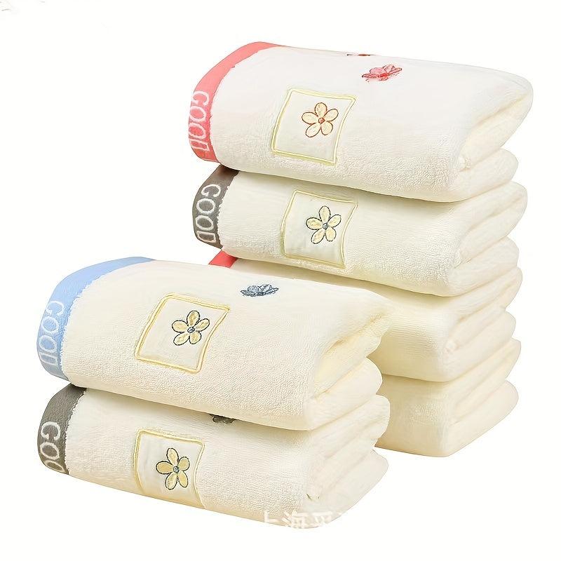 1pc Flower Embroidered Hand Towel Soft Skin-friendly Face Towel