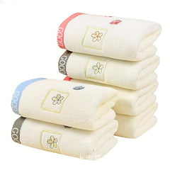 1pc Flower Embroidered Hand Towel Soft Skin-friendly Face Towel