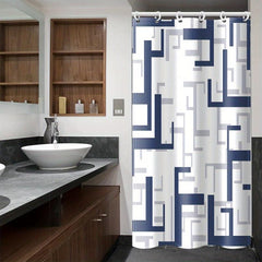 Geometric Stitching Pattern Shower Curtain Modern Decor