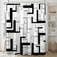 Geometric Stitching Pattern Shower Curtain Modern Decor