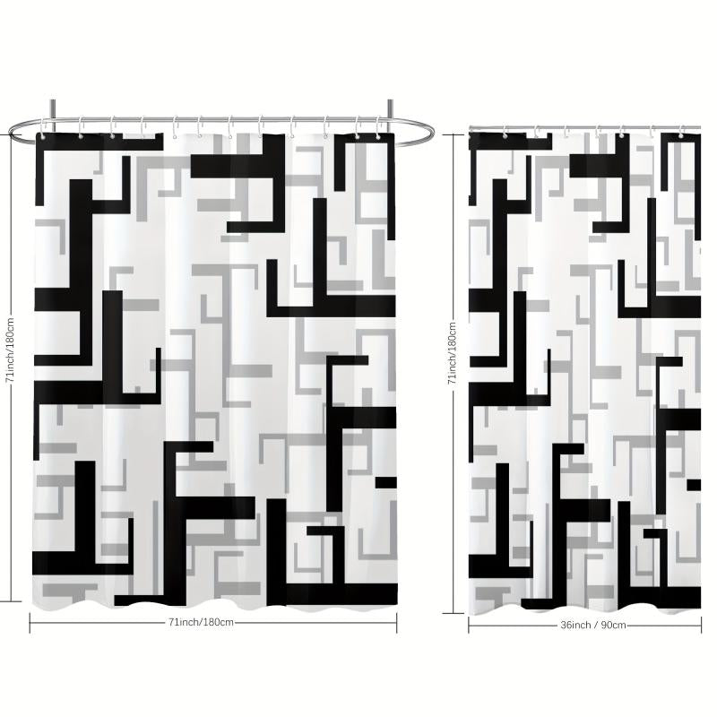 Geometric Stitching Pattern Shower Curtain Modern Decor