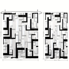 Geometric Stitching Pattern Shower Curtain Modern Decor