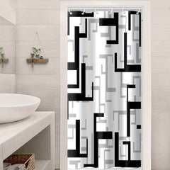 Geometric Stitching Pattern Shower Curtain Modern Decor