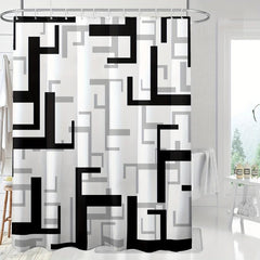 Geometric Stitching Pattern Shower Curtain Modern Decor