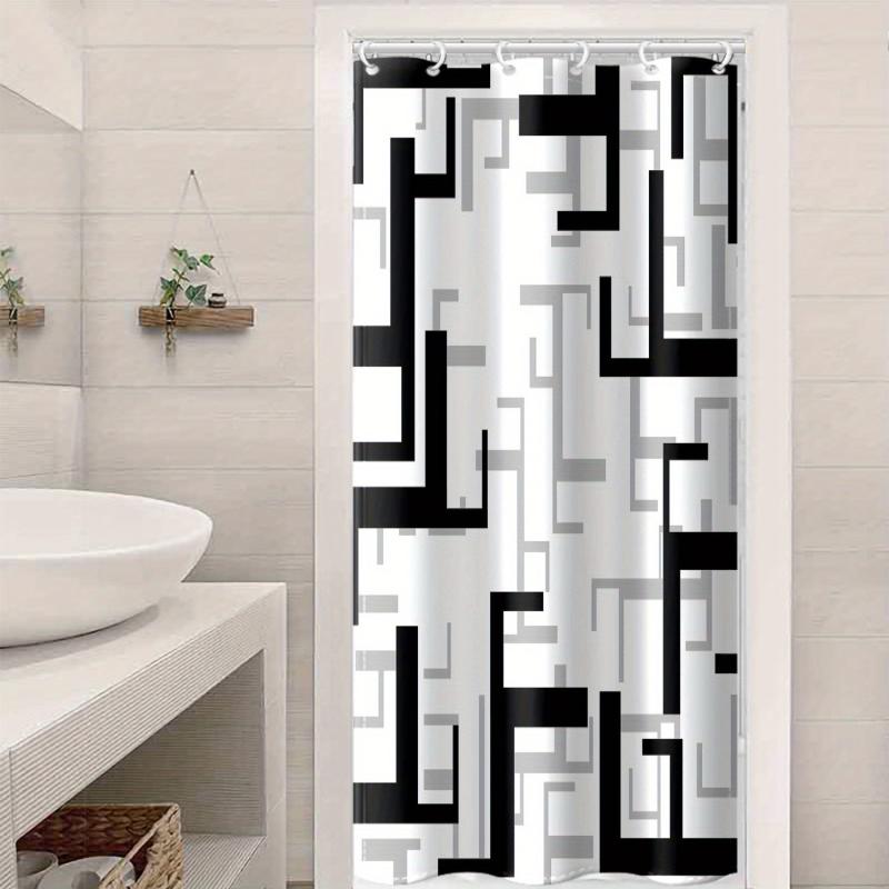 Geometric Stitching Pattern Shower Curtain Modern Decor