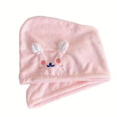 Cartoon Pettern Hair Drying Cap Plush Coral Velvet Hair Towel