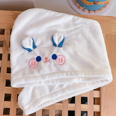 Cartoon Pettern Hair Drying Cap Plush Coral Velvet Hair Towel