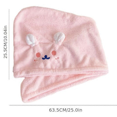 Cartoon Pettern Hair Drying Cap Plush Coral Velvet Hair Towel