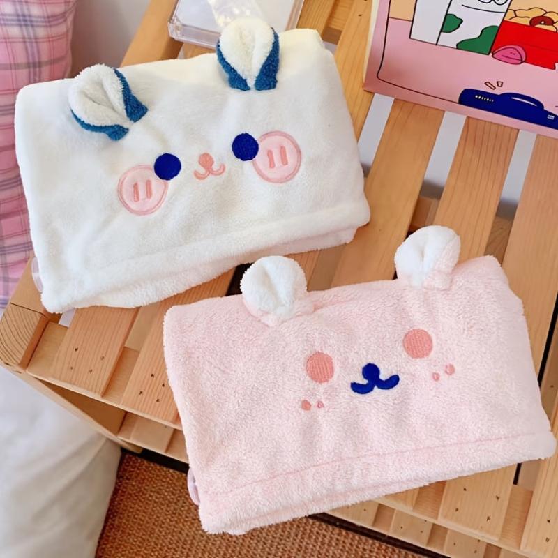 Cartoon Pettern Hair Drying Cap Plush Coral Velvet Hair Towel