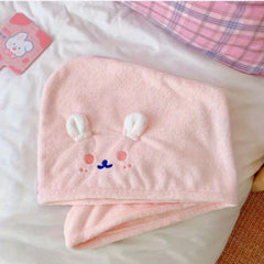 Cartoon Pettern Hair Drying Cap Plush Coral Velvet Hair Towel