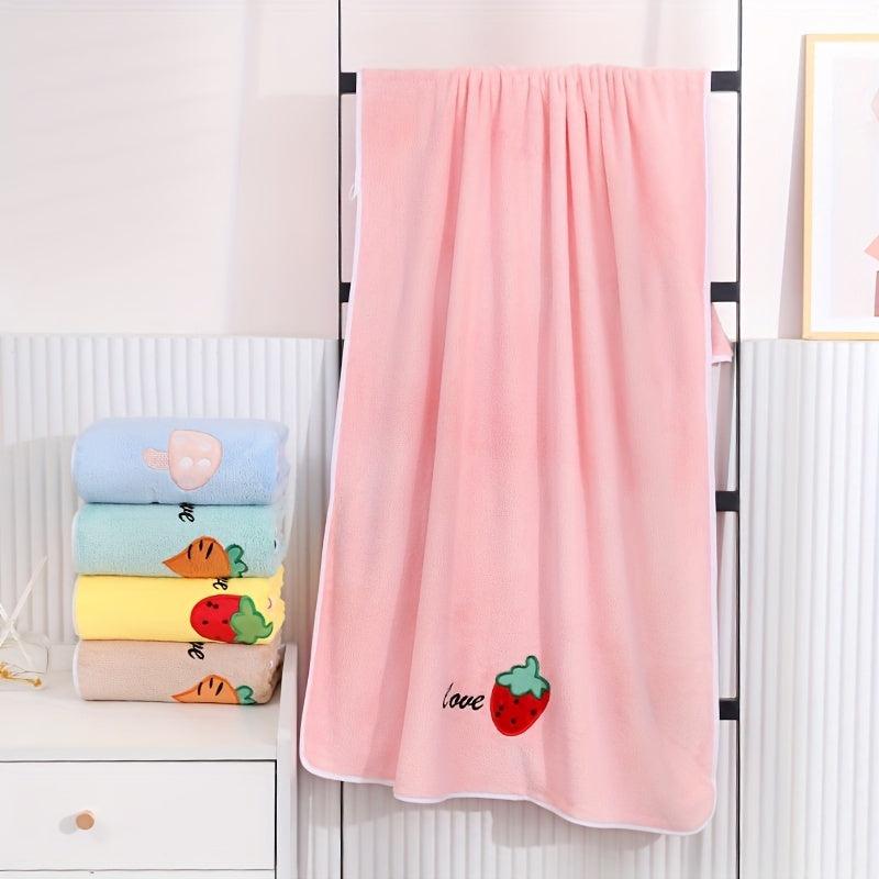 Fruit & Veg Bath Towel Soft Coral Fleece Quick Dry Absorbent Skin-friendly Towel