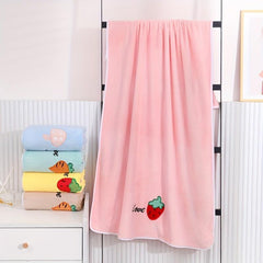 Fruit & Veg Bath Towel Soft Coral Fleece Quick Dry Absorbent Skin-friendly Towel