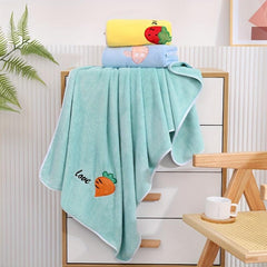Fruit & Veg Bath Towel Soft Coral Fleece Quick Dry Absorbent Skin-friendly Towel