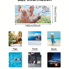 Piggy Pattern Beach Towel Absorbent Soft Microfiber Blanket
