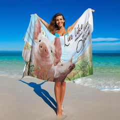 Piggy Pattern Beach Towel Absorbent Soft Microfiber Blanket