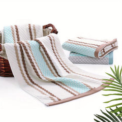 Striped Pattern Hand Towel Cotton Soft Absorbent Decorative Towel For Bathroom
