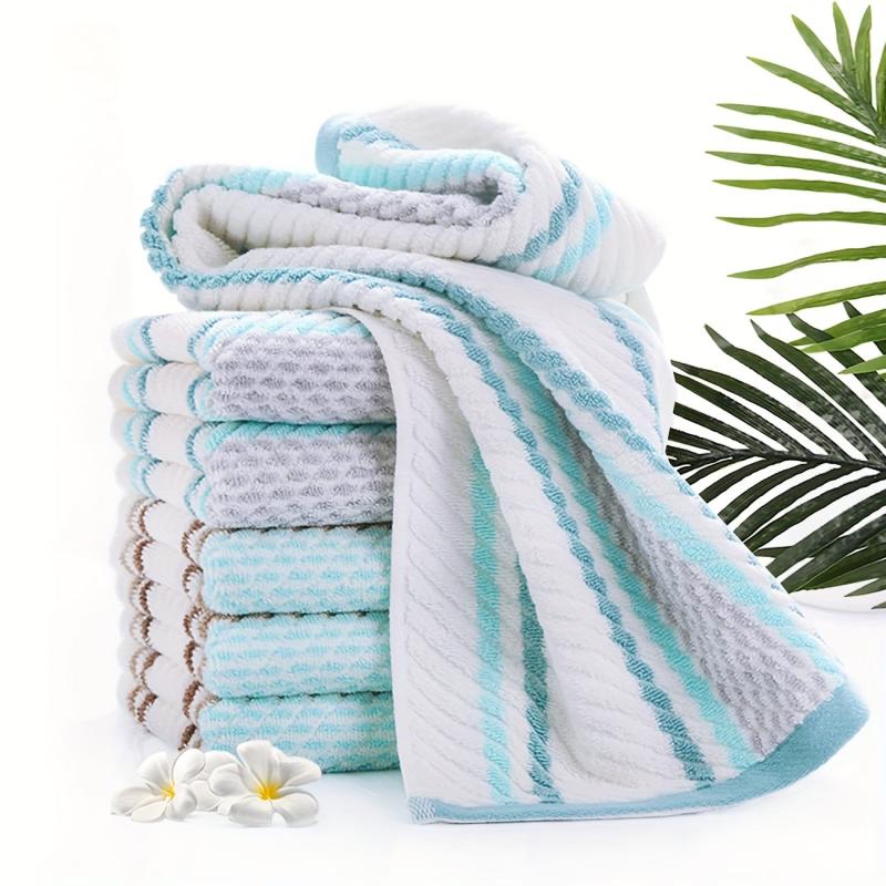 Striped Pattern Hand Towel Cotton Soft Absorbent Decorative Towel For Bathroom