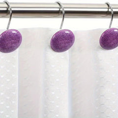 12pcs Marble Crack Shower Curtain Hooks Anti Rust Rings Bathroom Accessories