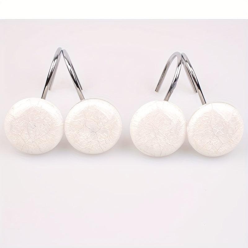 12pcs Marble Crack Shower Curtain Hooks Anti Rust Rings Bathroom Accessories