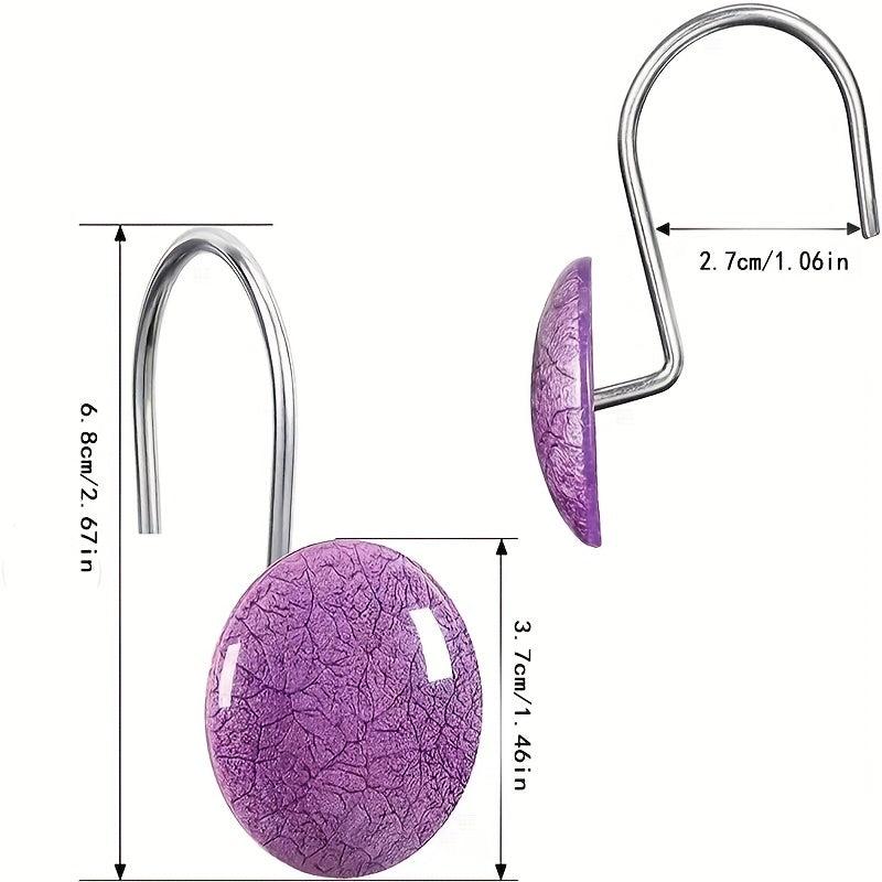 12pcs Marble Crack Shower Curtain Hooks Anti Rust Rings Bathroom Accessories