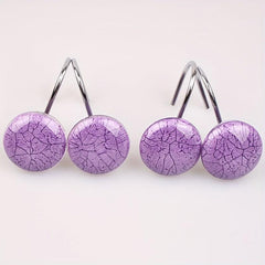 12pcs Marble Crack Shower Curtain Hooks Anti Rust Rings Bathroom Accessories