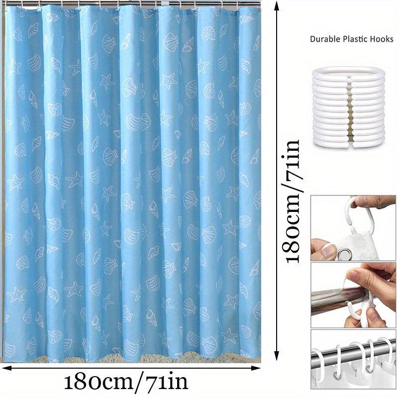 Ocean Shell Shower Curtain Set with Hooks