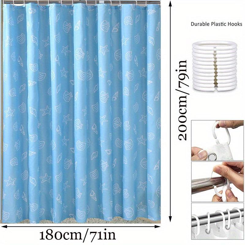 Ocean Shell Shower Curtain Set with Hooks