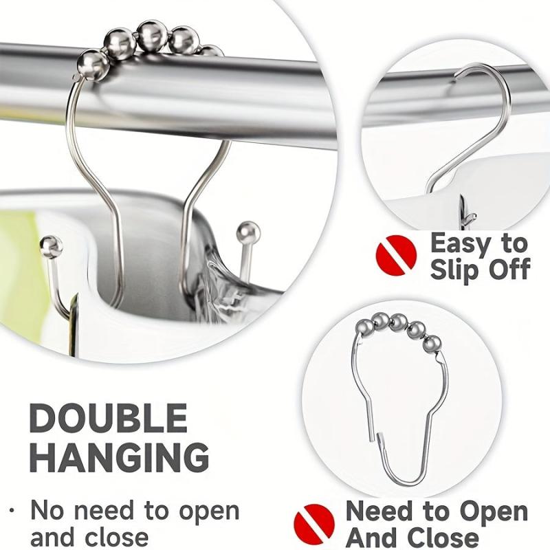 1pc Bathway Shower Curtain Hooks Rust Proof Double Shower Curtain Hooks
