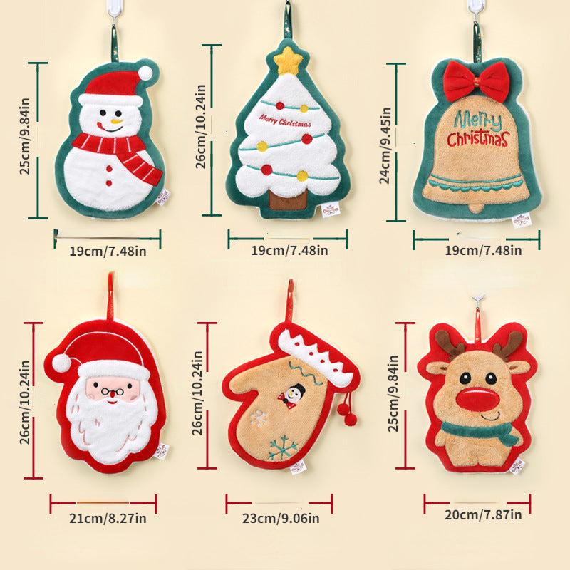 Christmas Fingertip Towel Coral Fleece Soft Cleaning Rag Absorbent Towel