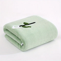 Soft Coral Fleece Bath Towel Flower Pattern Quick Dry Absorbent Towel - 55x12