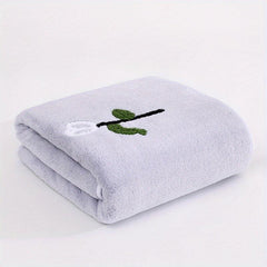 Soft Coral Fleece Bath Towel Flower Pattern Quick Dry Absorbent Towel - 55x12
