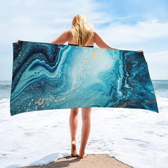Marble Sandproof Beach Towels Fast Dry Beach Accessories
