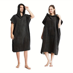Unisex Microfiber Bath Robe Quick Dry Towel with Pocket and Hood