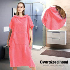 Unisex Microfiber Bath Robe Quick Dry Towel with Pocket and Hood