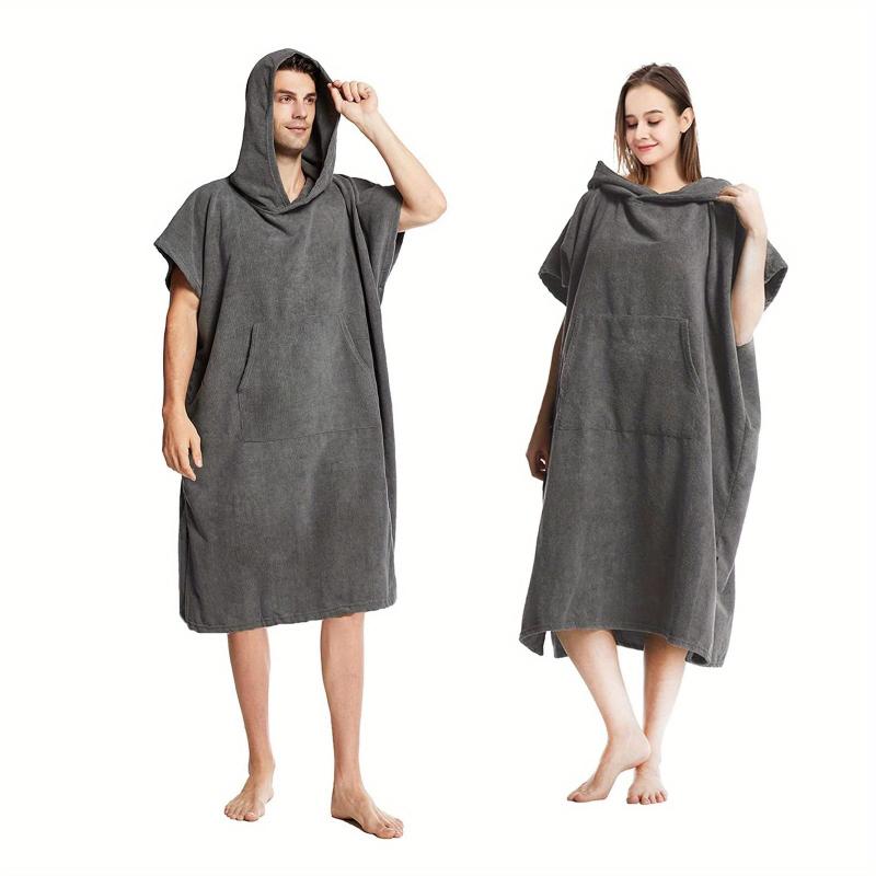 Unisex Microfiber Bath Robe Quick Dry Towel with Pocket and Hood
