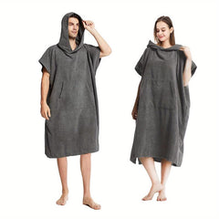 Unisex Microfiber Bath Robe Quick Dry Towel with Pocket and Hood