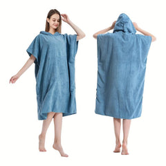 Unisex Microfiber Bath Robe Quick Dry Towel with Pocket and Hood