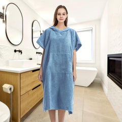 Unisex Microfiber Bath Robe Quick Dry Towel with Pocket and Hood