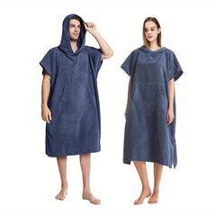 Unisex Microfiber Bath Robe Quick Dry Towel with Pocket and Hood